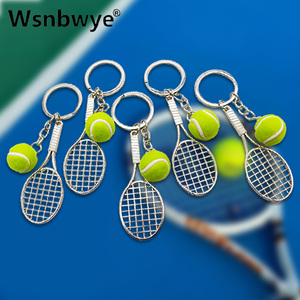 Raquette de tennis pendentif clé personnalisé designer anneau chaînes raqueta de tenis métal souple sport porte-clés raquette de tennis ensemble porte-clés - Product Image 4