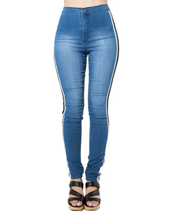 Jean skinny <span class=keywords><strong>taille</strong></span> <span class=keywords><strong>haute</strong></span> tendance pour <span class=keywords><strong>femme</strong></span>, délavé, respirant, déchiré, en denim, style streetwear décontracté pour le quotidien - Product Image 3