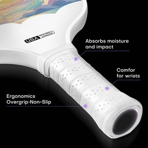 Raquette de pickleball portable en fibre de carbone de haute qualité, approuvée par l'USAPA, avec logo personnalisé, noyau en nid d'abeille, texture texturée, carbone brut - Product Image 4