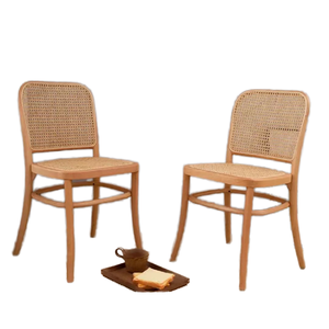 Silla de Comedor Moderna de Madera Maciza, Silla de Restaurante de Madera, Silla Lateral de Ratán para el Hogar, Muebles de Hotel - Product Image 1