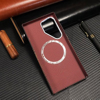 Coques de Téléphone Portable Mince de Luxe à Texture Fibre de Carbone Anti-Choc Mat en PC Magnétique pour S26 S25 S24 Ultra Sjk1021