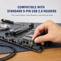 Cable USB 2.0 para Panel Frontal, Conector Hembra Dupont de 9 Pines, Extensión de Conector USB para Placa Base, Conector para Caja de PC con Código de Color, 24AWG