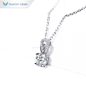 Collier pendentif Tianyu en moissanite ronde avec chaîne à maillons, simple et élégant, en argent sterling 925 plaqué platine, certifié GRA - Product Image 2
