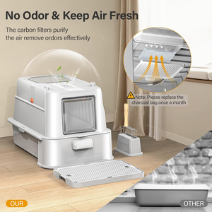 Litière <span class=keywords><strong>pour</strong></span> <span class=keywords><strong>chat</strong></span> en acier inoxydable avec couvercle, grande taille XL, avec tiroir, <span class=keywords><strong>pour</strong></span> chats <span class=keywords><strong>de</strong></span> grande taille, vente en gros UE - Product Image 6