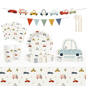 Kits de Cumpleaños con Temática de Autos DAMAI, Platos Desechables de Papel, Vasos, Servilletas, Artículos para Fiestas, Platos de Papel para Postres con Diseño de Autos, Juegos de Vajilla - Product Image 2