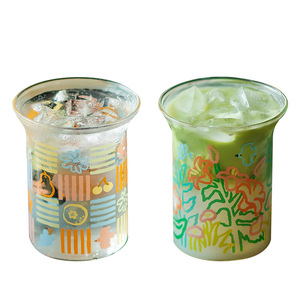 Vasos de Vidrio de Boca Abierta Serie Painter, Resistentes a Altas Temperaturas, Ilustrados y Pintados a Mano, para Café, Jugo, Leche, Agua, Cerveza - Product Image 5
