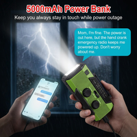 Radio de Emergencia AM FM con Alarma SOS, Linterna LED y Luz de Lectura, Alimentada por Energía Solar de 5000 mAh, para Preparación en Casos de Desastre