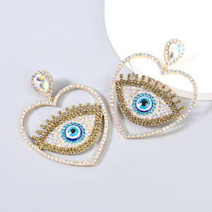 Pendientes con forma de corazón para fiesta de Navidad, 3 colores, azul, verde, marrón, cristal, diamante, europeo y americano - Product Image 5