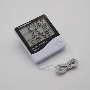 थर्मामीटर हाइग्रोमीटर डिजिटल दोहरी जांच उच्च सटीकता तापमान और सेंसर मौसम अलार्म घड़ी - Product Image 5