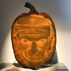 Linterna de calabaza de Halloween, decoraciones de resina, accesorios para exteriores que funcionan con pilas - Product Image 4