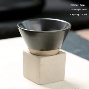 Tazza da Espresso in Ceramica Creativa Dipinta a Mano con Base in Terracotta Grezza, Tazza da Tè Smaltata da 80ml, Tazza Personale per Acqua - Product Image 6