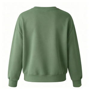 Pull à col rond personnalisé pour femme, en molleton <span class=keywords><strong>épais</strong></span> uni, coupe ample, épaules tombantes, style confortable pour l'automne et l'hiver - Product Image 3