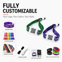 Bracelet en tissu personnalisé OEM jetable par sublimation RFID NFC avec code QR pour événements
