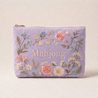 Sac de rangement personnalisé en toile pour tuiles de Mahjong américain, broderie florale lourde, pochette de rangement pour tuiles de Mahjong, accessoires d'usine OEM en gros