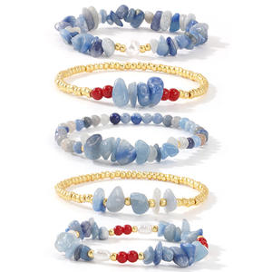 Neuer Modeschmuck für Frauen Wasserdichte unregelmäßige Stretch perle 18 Karat Gold gefüllt Heil kristall Chip Naturstein Armband - Product Image 6