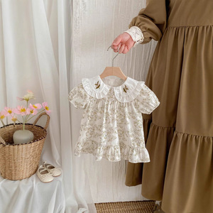 Nuovi Vestiti Estivi per <span class=keywords><strong>Neonata</strong></span> con Stampa Floreale in Cotone, Abiti Principessa a Maniche Corte in Stile Coreano per Passeggiate - Product Image 2