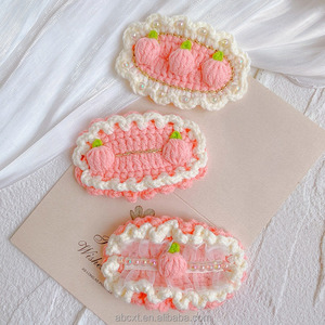 Mignon <span class=keywords><strong>rose</strong></span> cerise Crochet épingle à cheveux créative pour Halloween noël remise des diplômes saint valentin fête des mères nouvel an fête des pères - Product Image 3