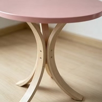 Table basse ronde moderne en bois courbé, mobilier de salon en bois massif, table basse en bois massif, table à thé simple, table basse