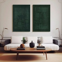 Cuadro Abstracto Grande Verde Wabi Sabi, Naturaleza Muerta Tranquila, Arte Moderno para Pared, Lienzo Acrílico Hecho a Mano, Texturizado en 3D, Obra de Arte para Hogar u Hotel