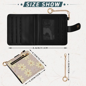 Fashion Daisy Flower RFID Blocking Ladies Keychain Wallet Leather Zipper Card Case Credit Card Holder Women Short Wallet - Product Image 3