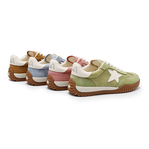 Disponibili <span class=keywords><strong>Sneakers</strong></span> da Donna in Camoscio <span class=keywords><strong>con</strong></span> Stelle Pastello, Scarpe Casual Stile Retrò Tedesco <span class=keywords><strong>con</strong></span> Suola in Gomma - Product Image 3