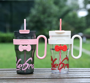 2026 Cute Plastic Water <b>Bottle</b> with Handle and Straw Wholesale Custom Logo Transparent Tumbler with Bowknot Manufacturer - Product Image 3