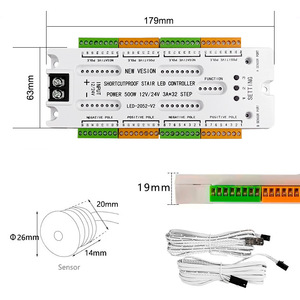 32 CH * 3A 500W cầu thang <span class=keywords><strong>LED</strong></span>-2052-V2 cơ thể con người bước cảm biến chuyển động dẫn cầu thang cảm ứng điều khiển chống shortciruit - Product Image 6