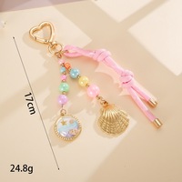 Porte-clés Coquillage de Plage d'Été, Breloque de Sac Cœur en Corde Tressée avec Perles, Pendentif Océan, Cadeau Femme, Vente en Gros