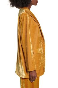 Chaqueta de terciopelo con estampado rojo para mujer, ropa de oficina, traje Formal, 2 piezas - Product Image 5