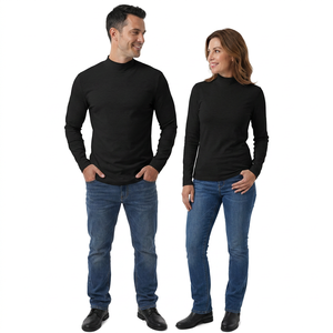 Men's <b>Black</b> Long Sleeve <b>Turtleneck</b> Knitted Top Regular Fit Casual Solid Color Blank Design - Product Image 1