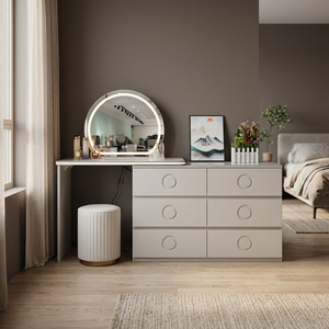Modern Makeup <b>Vanity</b> <b>Table</b> With Lighted <b>Mirror</b> Storage Desk For Bedroom Furniture - Product Image 3