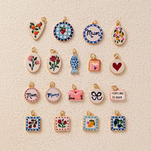 Fabrieksgroothandel |   Bestverkochte handgeschilderde hangers van roestvrij staal met emaille, DIY-accessoires, fruit, bloemen, diverse dieren - Product Image 3