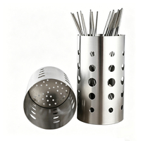Tube de rangement pour baguettes en acier inoxydable pour restaurant coréen, épaissi, en métal, pour cuisine, ciseaux de barbecue, à un seul niveau, moderne et portable