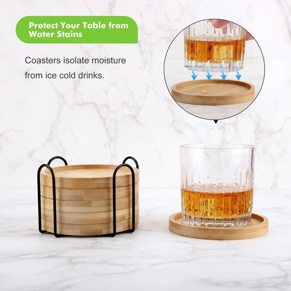 Buy Coasters with Holder Drink Set Beer Bar Decoration Drink Coffee table coasters