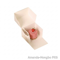 Boîte à gâteau individuelle en papier alimentaire jetable personnalisée avec emplacement pour bloc réfrigérant et compartiment porte-fourchette