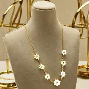 Stainless Steel 18k Gold Plated Jewelry Waterproof Double-sided Bracelet Necklace Earrings Set Women Fashion Jewelry Set