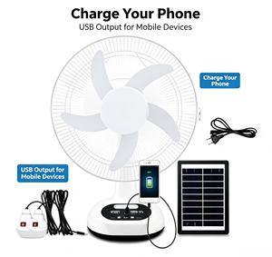Ventilateur solaire portable haut de gamme avec USB et lumière, à haut débit d'air, avec panneau solaire - Product Image 1