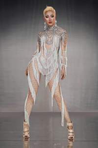 Combinaison legging blanc à manches longues pour femme,, combinaison, à la mode, manches longues, Sexy femmes, adultes, vêtements de danse, de Performance, de <span class=keywords><strong>Club</strong></span> - Product Image 2