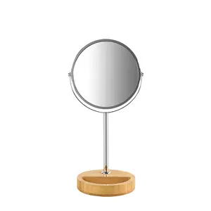 Fashion beauty household cosmetic bamboo mirror wholesale makeup mirror double sides makeup mirror