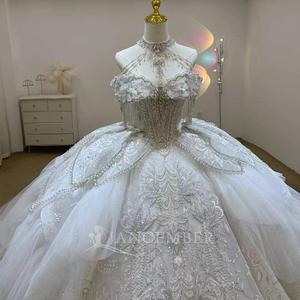 Robe de mariée de style princesse avec corsage perlé et appliques florales 3D, robes de mariée pour femmes, personnalisées Lsjj84 - Product Image 3