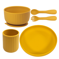 Ensemble d'alimentation en silicone imperméable pour bébé, assiette compartimentée, cuillère et fourchette pour bébé, vente en gros
