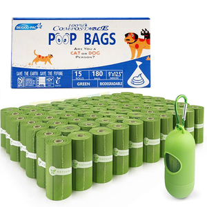 Bolsas para excremento de perro extra gruesas, resistentes, de color verde, hechas de almidón de maíz, ecológicas, biodegradables, compostables, con aroma a lavanda. - Product Image 1