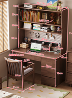 Bureau d'étude tout-en-un avec étagère, table d'écriture et chaise pour étudiants, chambre et bureau