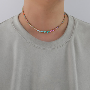 Three Claws Gradual Change Size Color Zircon Tennis Necklace Personality Chain Hip Hop Tanjing Fashion Lijing Necklace - Product Image 3