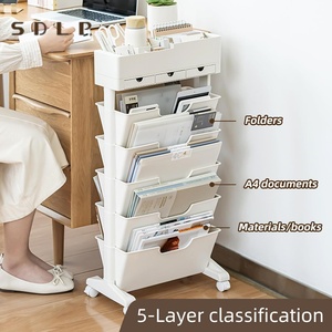 Chariot roulant à <span class=keywords><strong>5</strong></span> niveaux, étagère à livres mobile multifonctionnelle, chariot de rangement pour salles d'étude et bureaux - Product Image 3