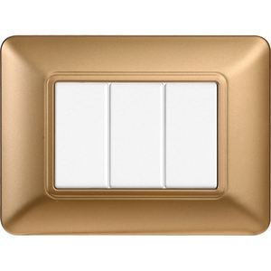 Plaque murale en plastique dorée Gloca 3 Gang pour interrupteur 3P, compatible Matix, installation facile - Product Image 4