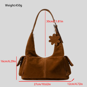 Bolso de Hombro de Mujer Estilo Vintage en Imitación de Gamuza, Bolso de Mano Casual de Viaje de Gran Capacidad, Personalizado y de Lujo - Product Image 2