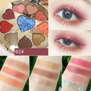 Maquillaje en oferta 10 colores purpurina forma de corazón sombra de ojos en polvo, etiqueta privada <span class=keywords><strong>paleta</strong></span> de sombra de ojos - Product Image 4