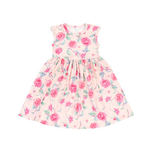 Robe sans manches pour filles en soie de lait rose à fleurs, 95% polyester, 5% élasthanne, extensible, style A, décontractée, pour enfants, BQA-188 - Product Image 6