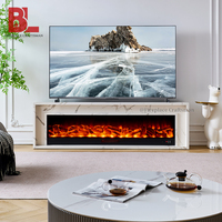 Cheminée électrique décorative moderne de grande taille F-656S de 79 pouces avec télécommande, meuble TV avec cheminée électrique et manteau de cheminée